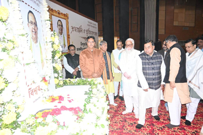 Chief Minister Dr Manik Saha paid tributes to late Speaker Biswabandhu Sen during a memorial programme held at Nazrul Kalakshetra auditorium in Agartala on January 4.